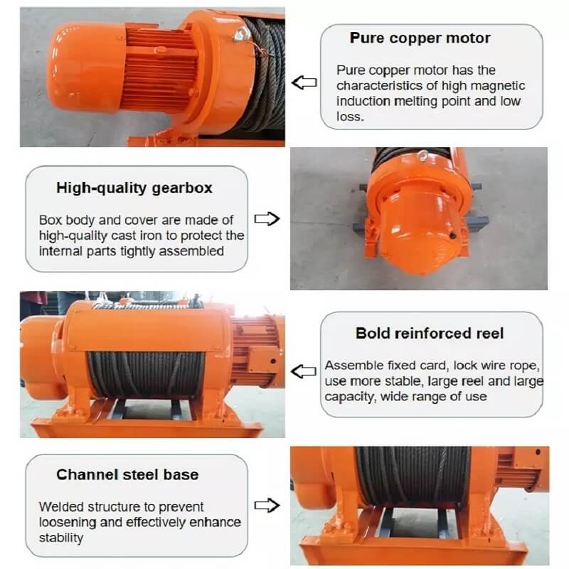 JKD High Speed 1 ton Electric Winch for Construction Used