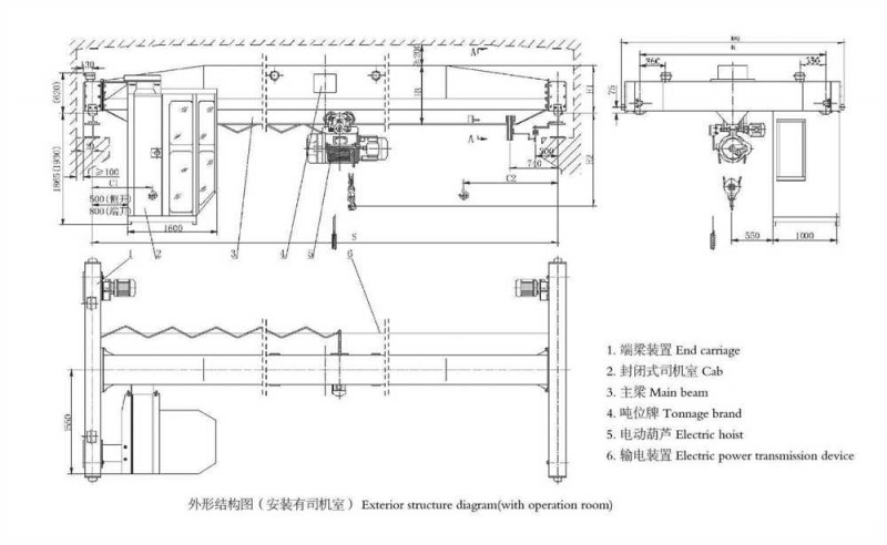 Customizable LDA type 20 ton Capacity single beam overhead crane A3-A5