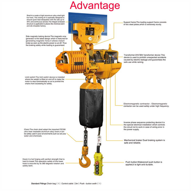 Whd5 Series Three Phase Single Speed Electric Chain Hoist (0.5t-5t)