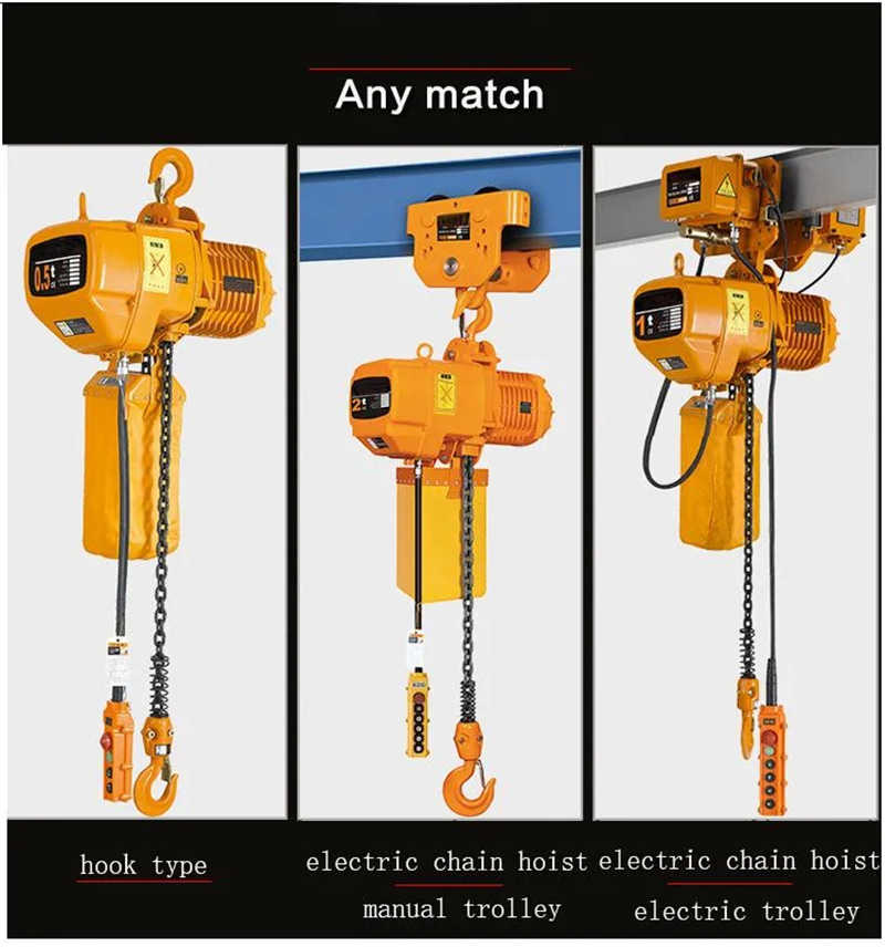 1ton Movable Motor Hoist Construction Hoist with Manual Trolley