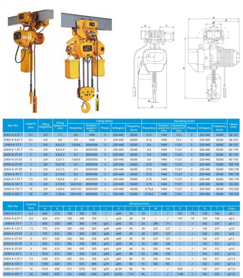 K Type Electric Chain Hoist with Trolley