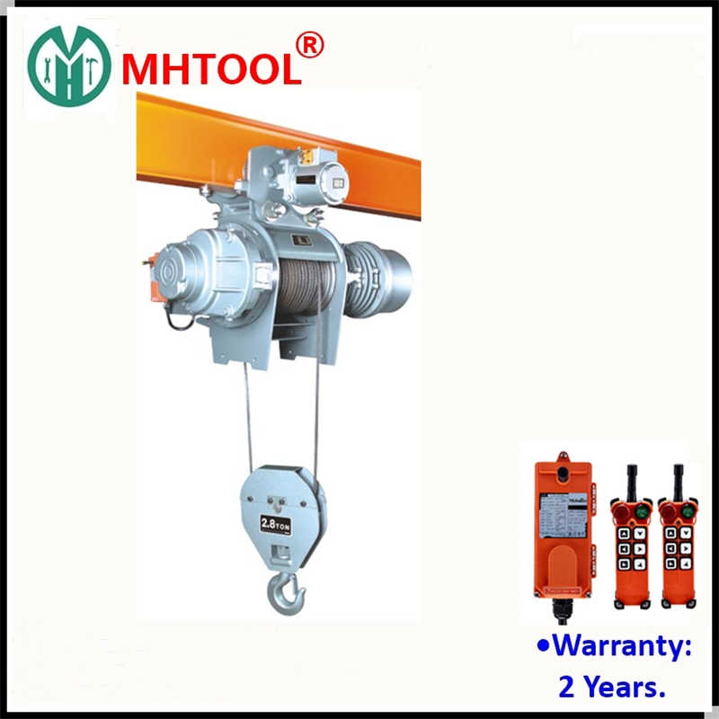 Mhtool 3t Electric Wire Rope Hoist with Remote Control Single Speed