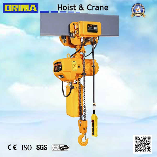 2t Single Speed Electric Chain Hoist with Manual Trolley