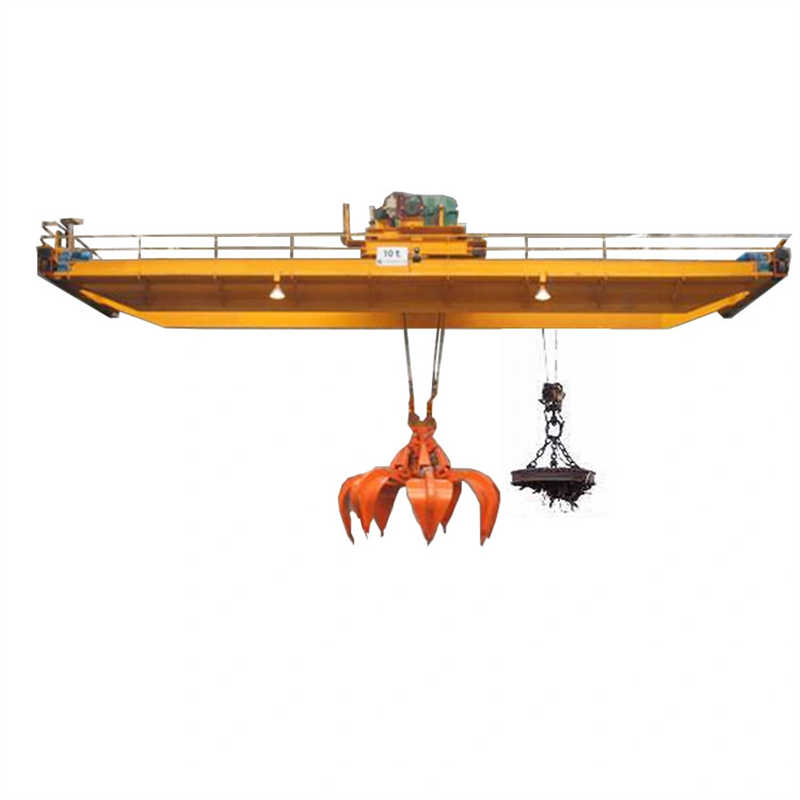 Double Beam Grab Bucket Electromagnetic Rail Mobile Bridge Crane