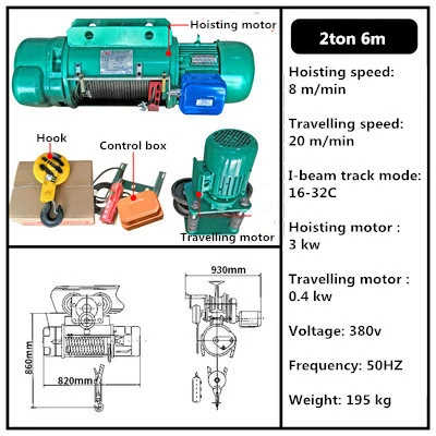 Powered Wire Rope Hoist with Motorized Trolley for Industrial Overhead Crane