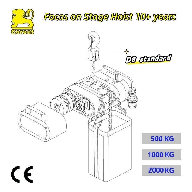 Coreat Entertainment Stage Truss Electric Chain Hoist CE Certificate D8 Plus