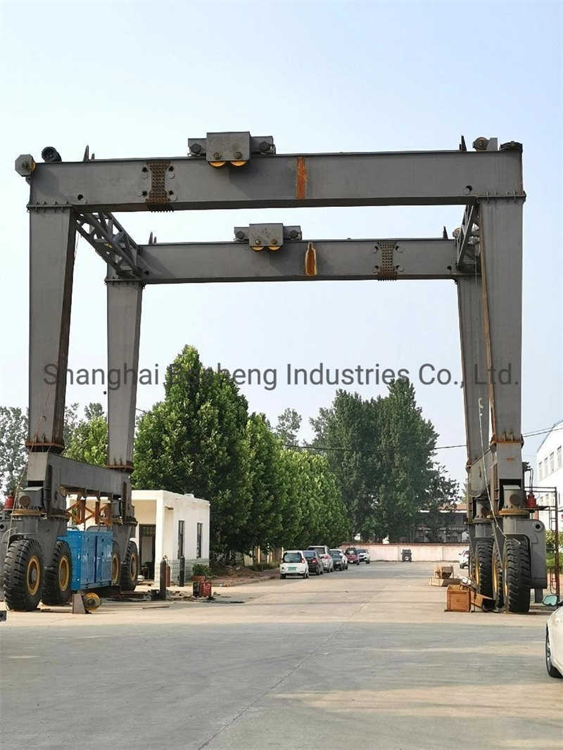 20 Ton Diesel Driven Mobile Tire Type Double Girder Handler Gantry Crane