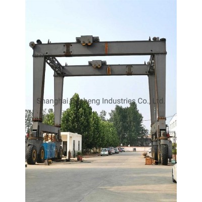 20 Ton Diesel Driven Mobile Tire Type Double Girder Handler Gantry Crane