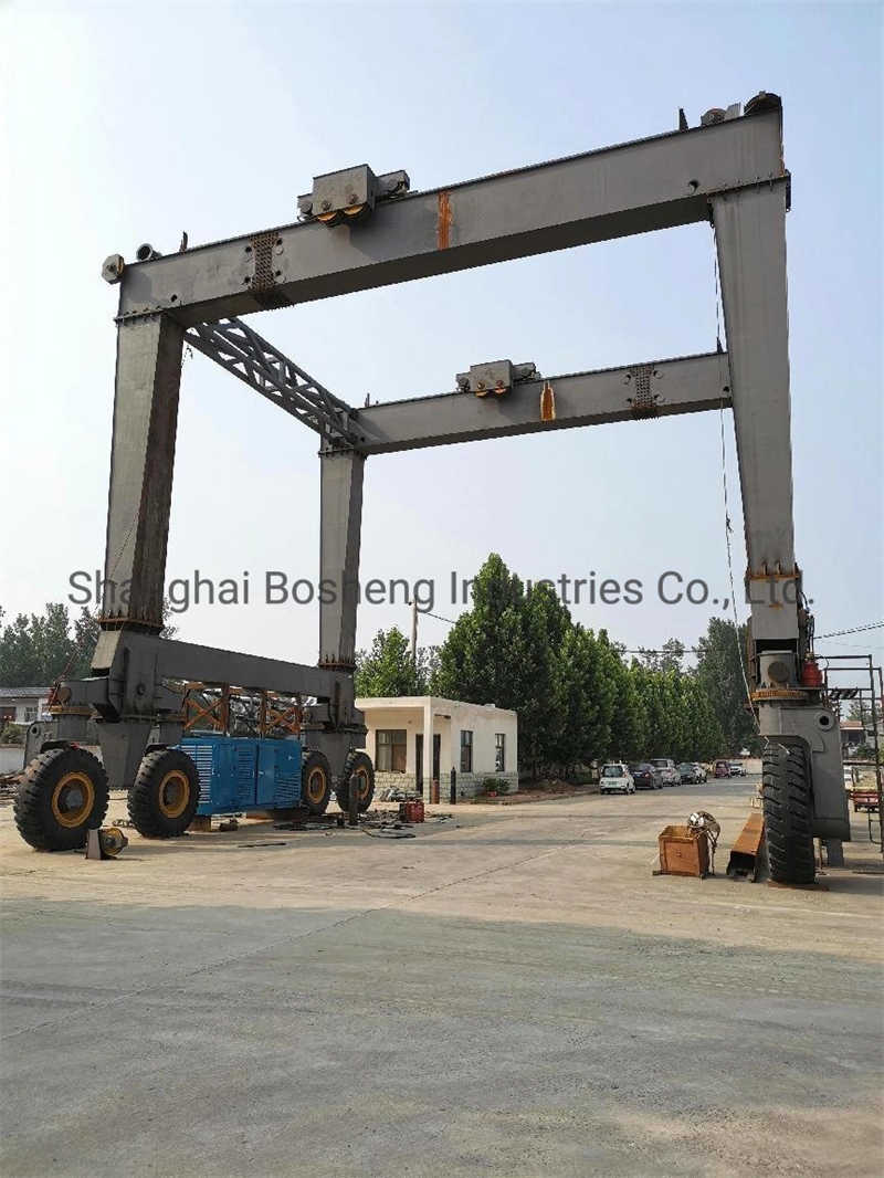 20 Ton Diesel Driven Mobile Tire Type Double Girder Handler Gantry Crane