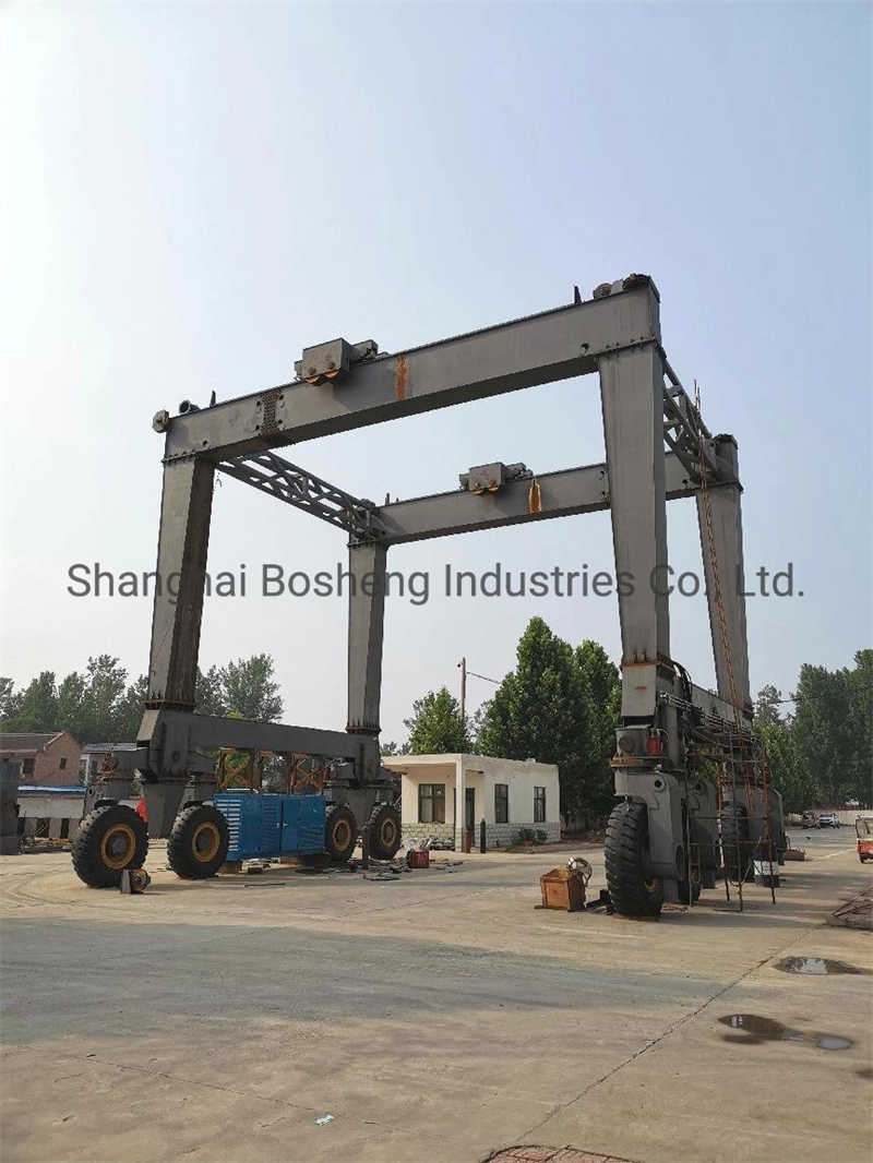 20 Ton Diesel Driven Mobile Tire Type Double Girder Handler Gantry Crane