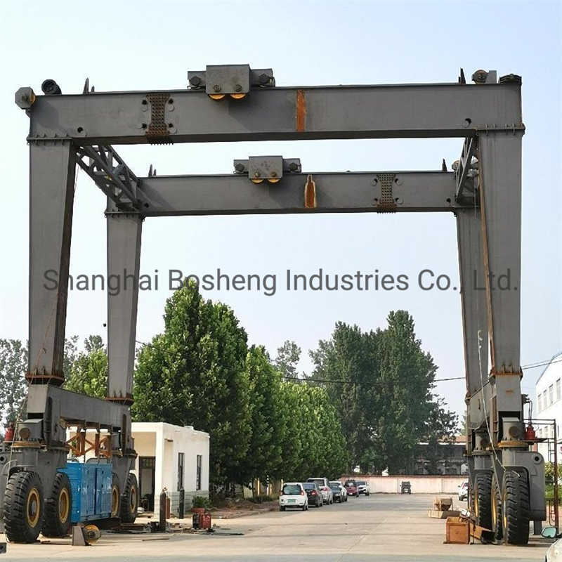 20 Ton Diesel Driven Mobile Tire Type Double Girder Handler Gantry Crane