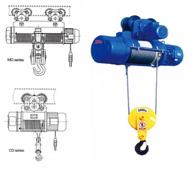 Electric Hoist Winch Trolley Mini Wire Rope Electric Hoists