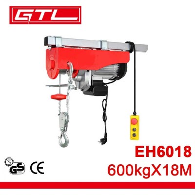 600kg Electric Hoist Winches Crane 1200W Gantry Lifting Hoist 18m