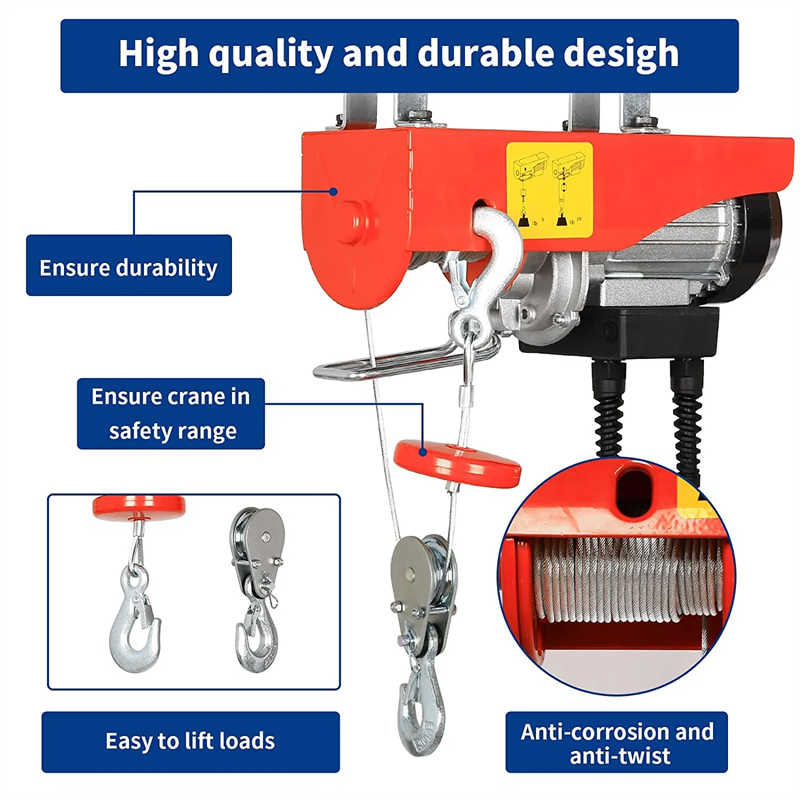 1000kg Lift Electric Hoist Overhead Crane Garage Ceiling Winch Wire Rope Hoist