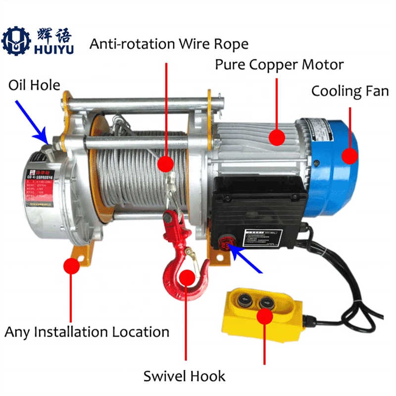 1000kg Elevator Hoist Electric Wire Rope Winch sale United Arab Emirates