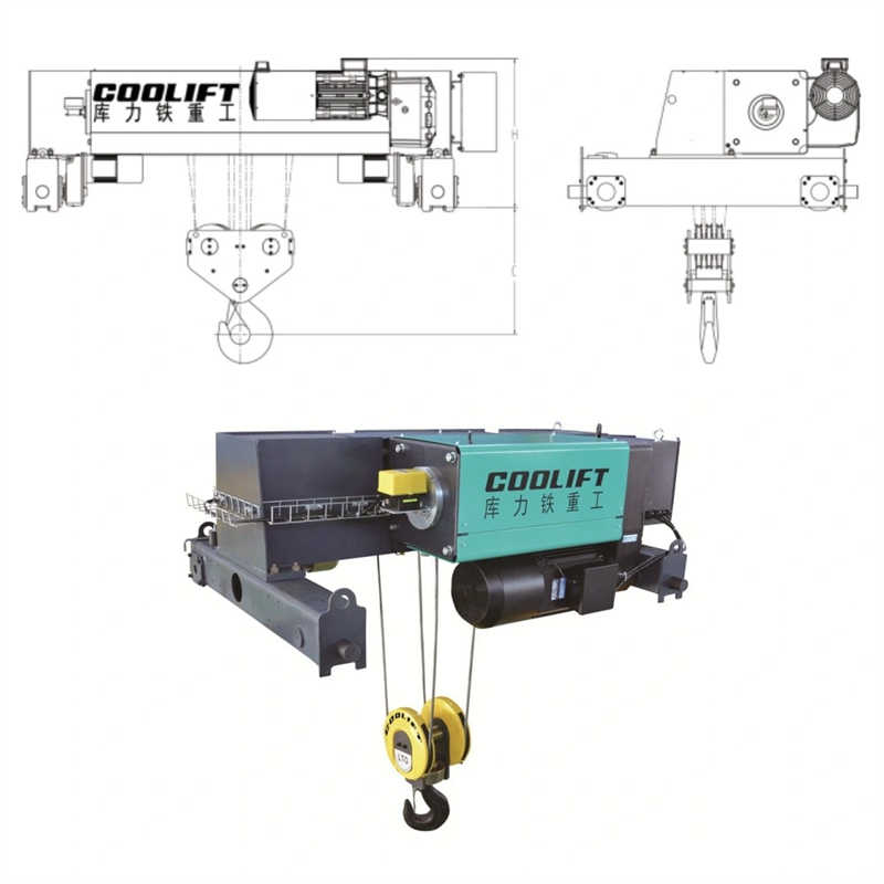 3.2t 12m Basic Double Girder Low Hearoom Electric Wire Rope Hoist