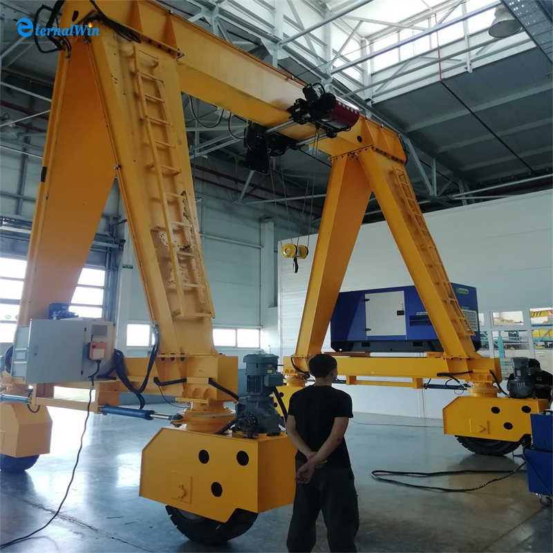 Remote Control Portable Rubber Tyre 10 Ton Single Girder Mobile Gantry Crane