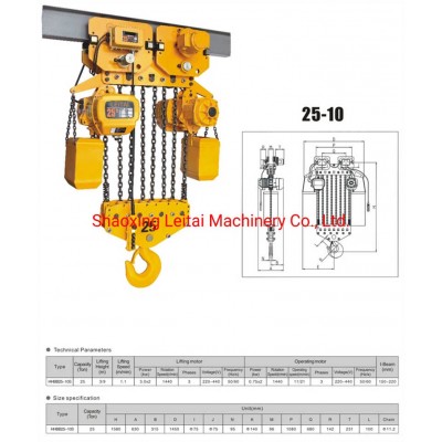 10ton Electric Chain Hoist with Two Trolley and Pendant Control sale UAE