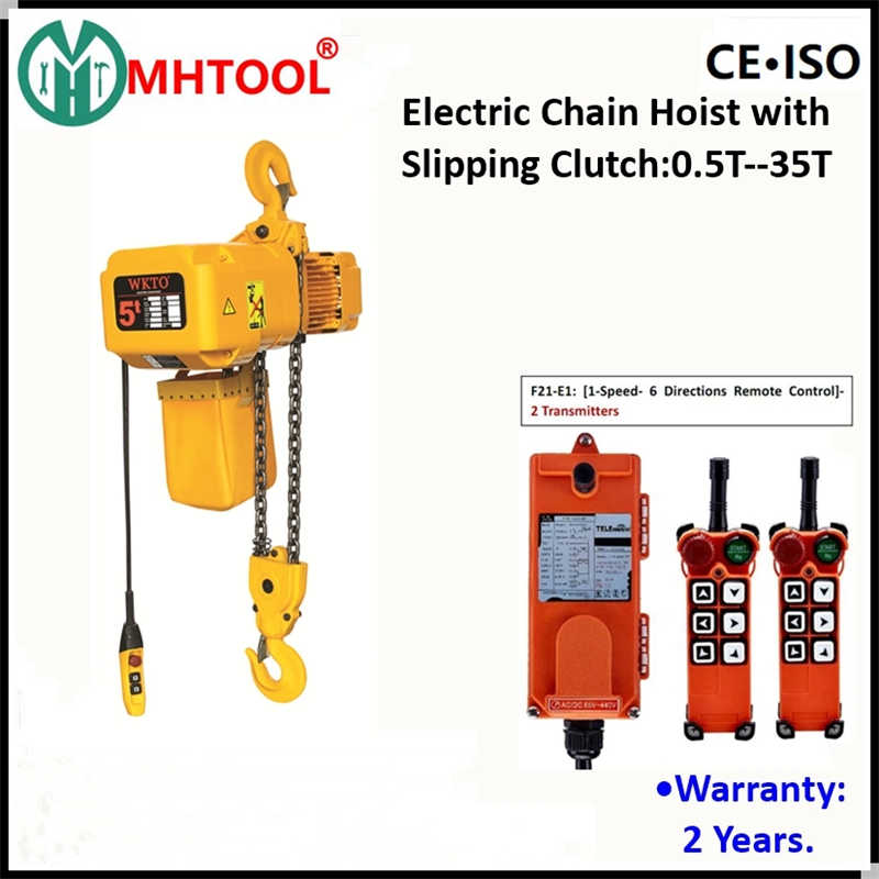 Wkto 3t Electric Chain Hoist with Hook with Slipping Clutch for Philippines