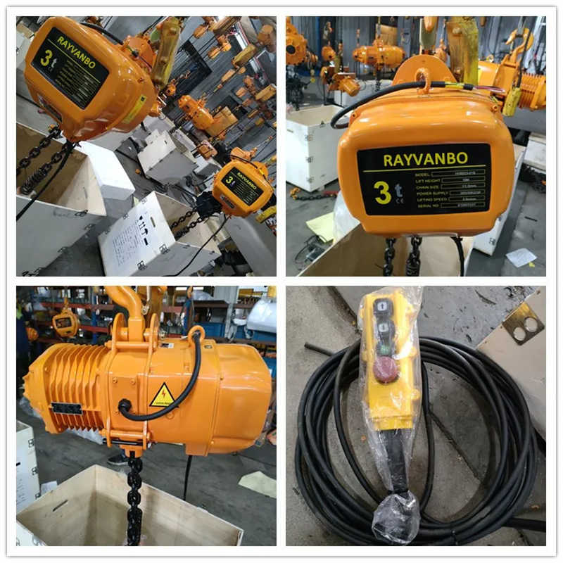 1 Ton 2 Ton Fixed Electric Chain Hoist with Hook Double Chains Electric Hoist