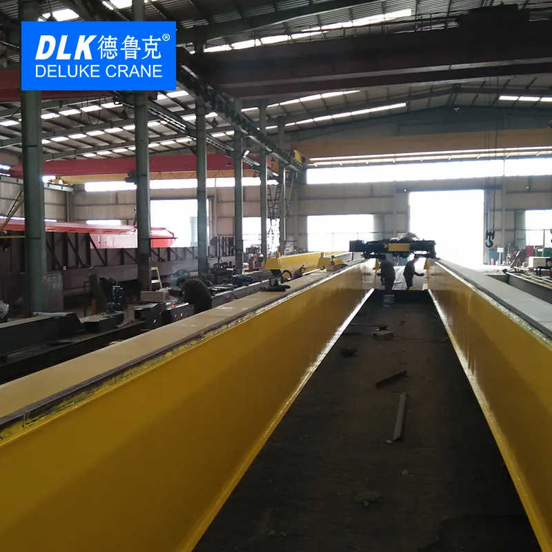 DELUKE Double Girder Beam Bridge Overhead Crane with Hoist