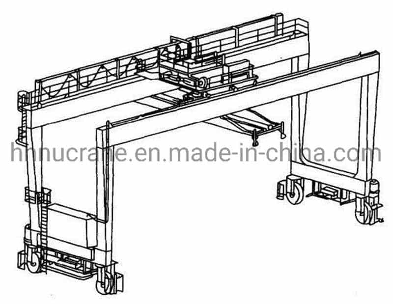 Nucrane Port 25 Ton Rtg Rubber Tyre Container Lifting Gantry Crane